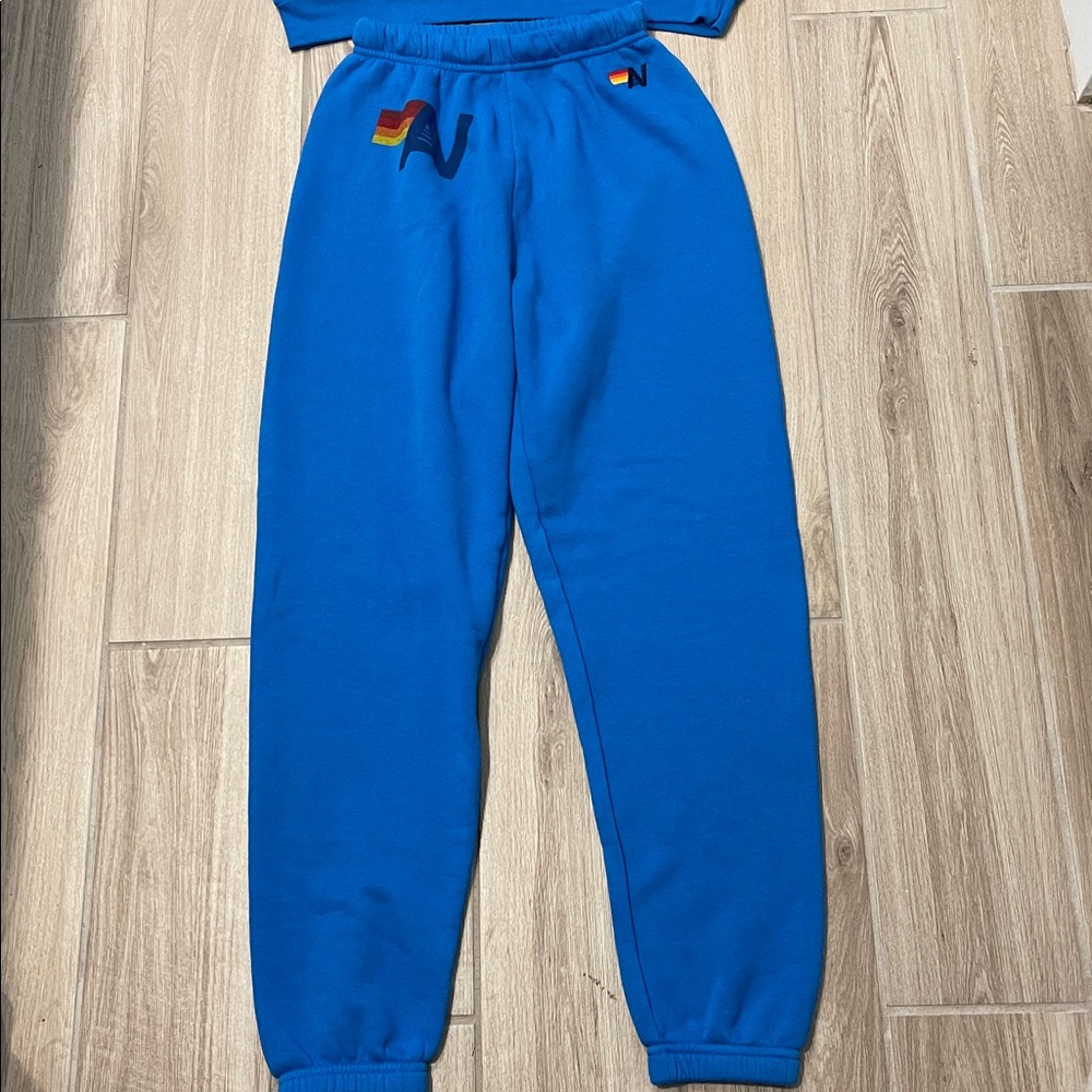 NEW Aviator Nation 2Pc Set Logo Hoodie + AV Sweatpants Adventure Cobalt Blue XS - Picture 7 of 12